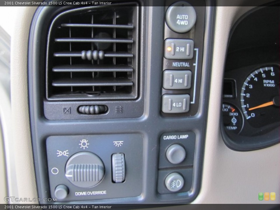 Tan Interior Controls for the 2001 Chevrolet Silverado 1500 LS Crew Cab 4x4 #69861691