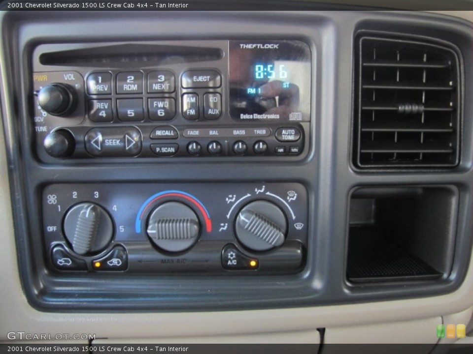 Tan Interior Controls for the 2001 Chevrolet Silverado 1500 LS Crew Cab 4x4 #69861718