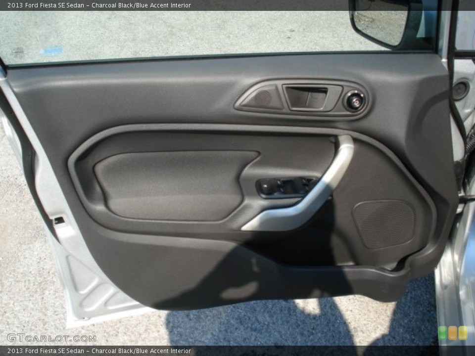 Charcoal Black/Blue Accent Interior Door Panel for the 2013 Ford Fiesta SE Sedan #69867454