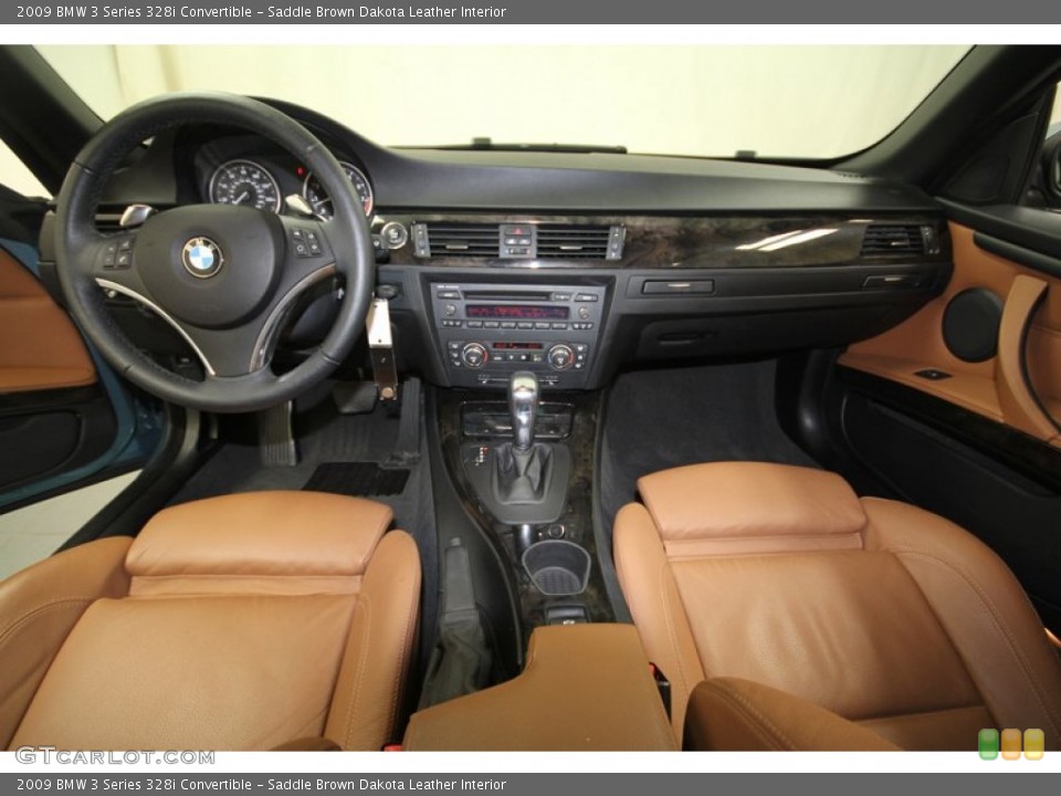 Saddle Brown Dakota Leather Interior Dashboard for the 2009 BMW 3 Series 328i Convertible #69869125