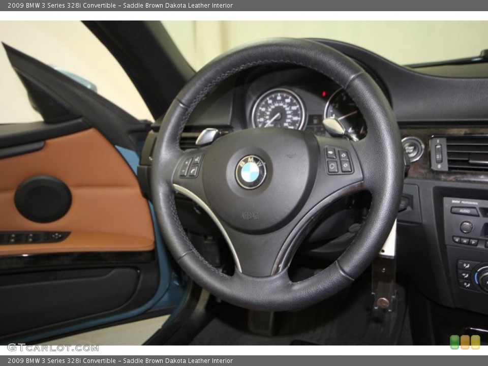 Saddle Brown Dakota Leather Interior Steering Wheel for the 2009 BMW 3 Series 328i Convertible #69869371