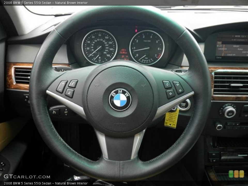 Natural Brown Interior Steering Wheel for the 2008 BMW 5 Series 550i Sedan #69872176