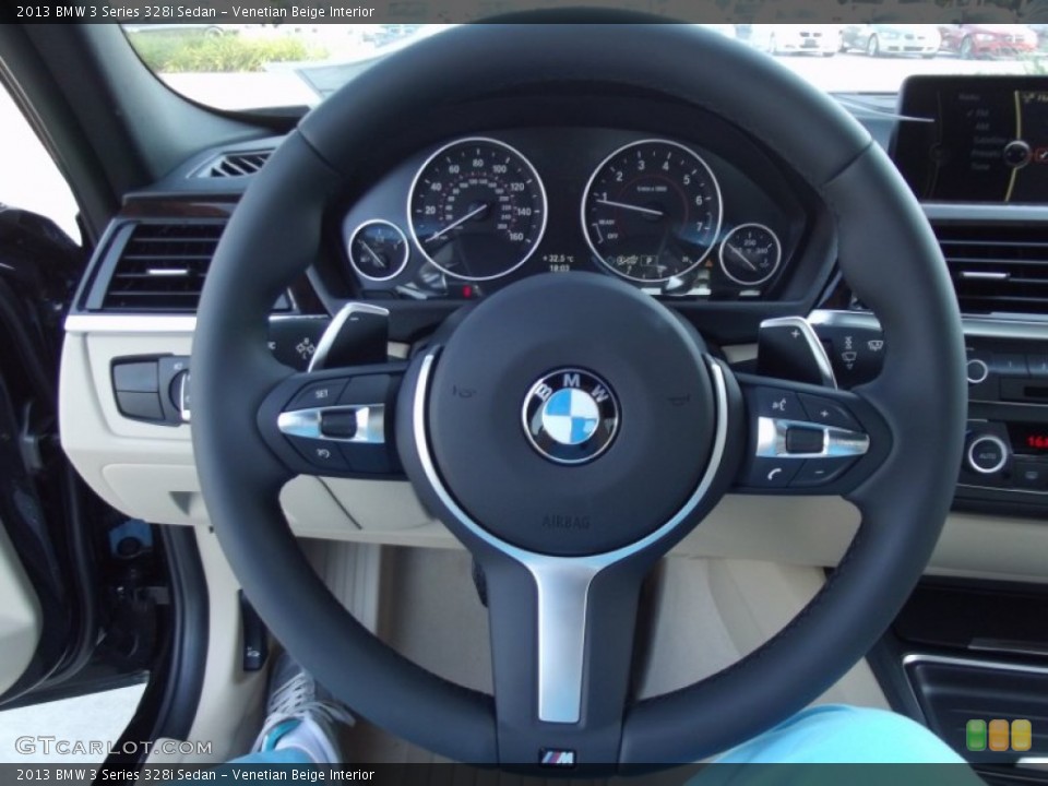 Venetian Beige Interior Steering Wheel for the 2013 BMW 3 Series 328i Sedan #69880288