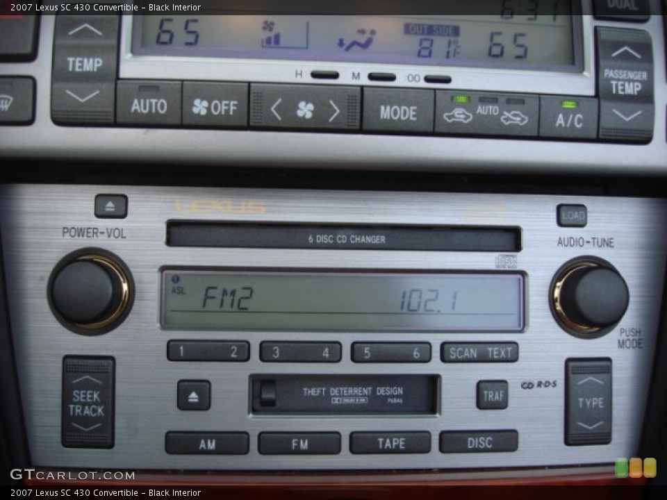 Black Interior Controls for the 2007 Lexus SC 430 Convertible #69881443