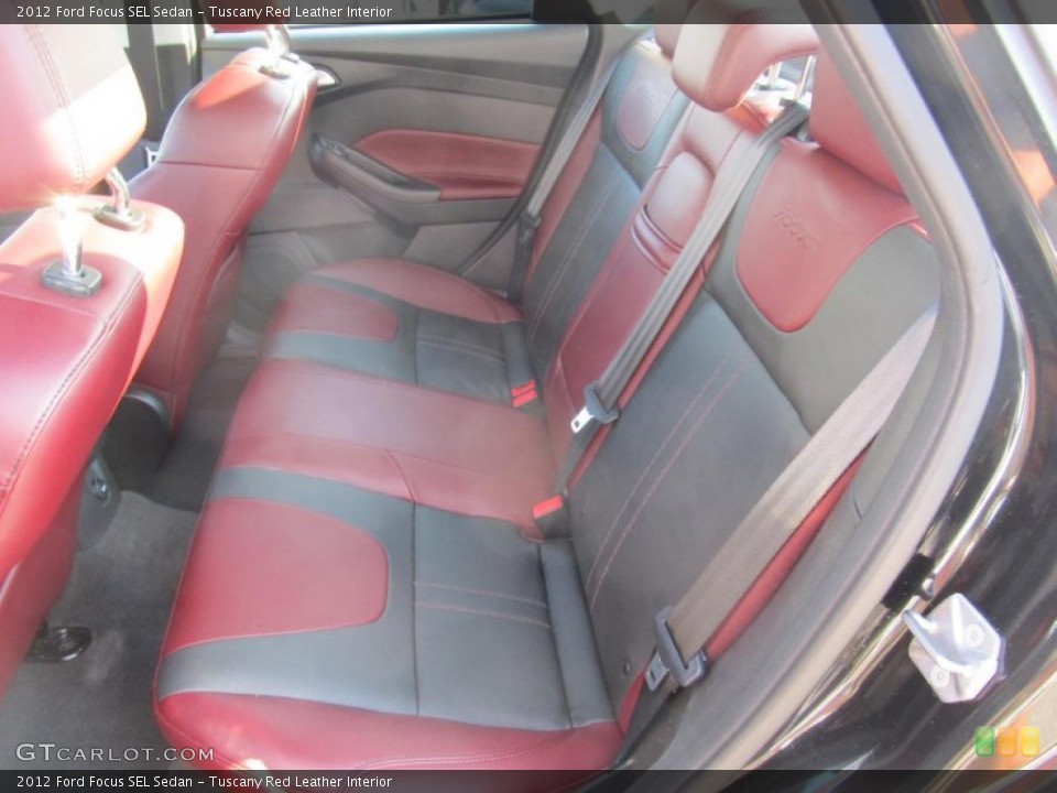 Tuscany Red Leather Interior Rear Seat for the 2012 Ford Focus SEL Sedan #69884131