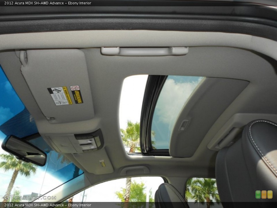 Ebony Interior Sunroof for the 2012 Acura MDX SH-AWD Advance #69884816