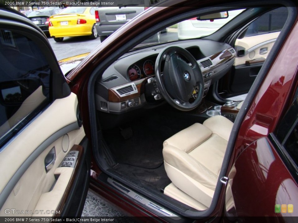 Black/Cream Beige Interior Front Seat for the 2006 BMW 7 Series 750i Sedan #69886684