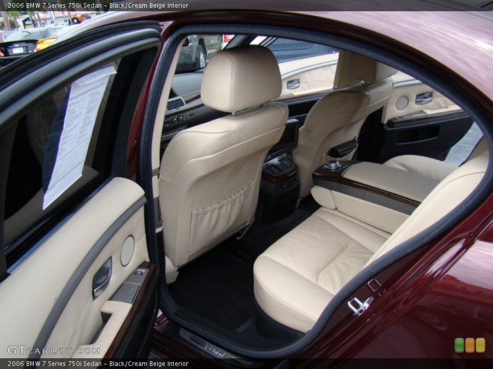 Black/Cream Beige Interior Rear Seat for the 2006 BMW 7 Series 750i Sedan #69886696