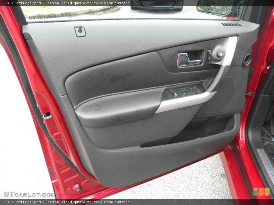 Charcoal Black/Liquid Silver Smoke Metallic Interior Door Panel for the 2013 Ford Edge Sport #69889090