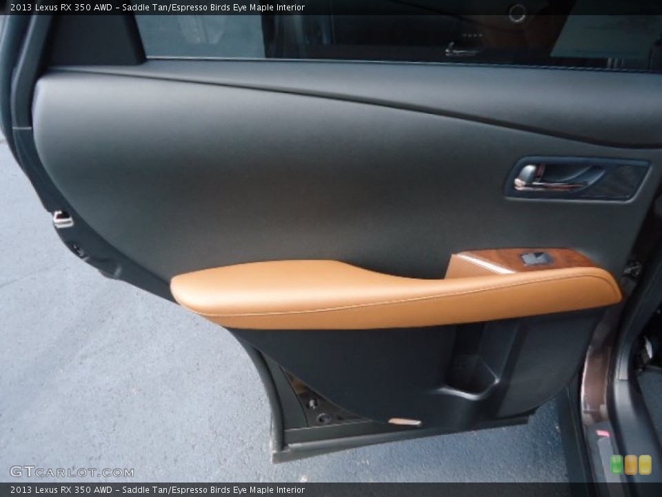 Saddle Tan/Espresso Birds Eye Maple Interior Door Panel for the 2013 Lexus RX 350 AWD #69901081