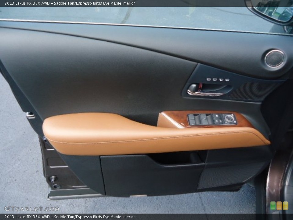 Saddle Tan/Espresso Birds Eye Maple Interior Door Panel for the 2013 Lexus RX 350 AWD #69901085