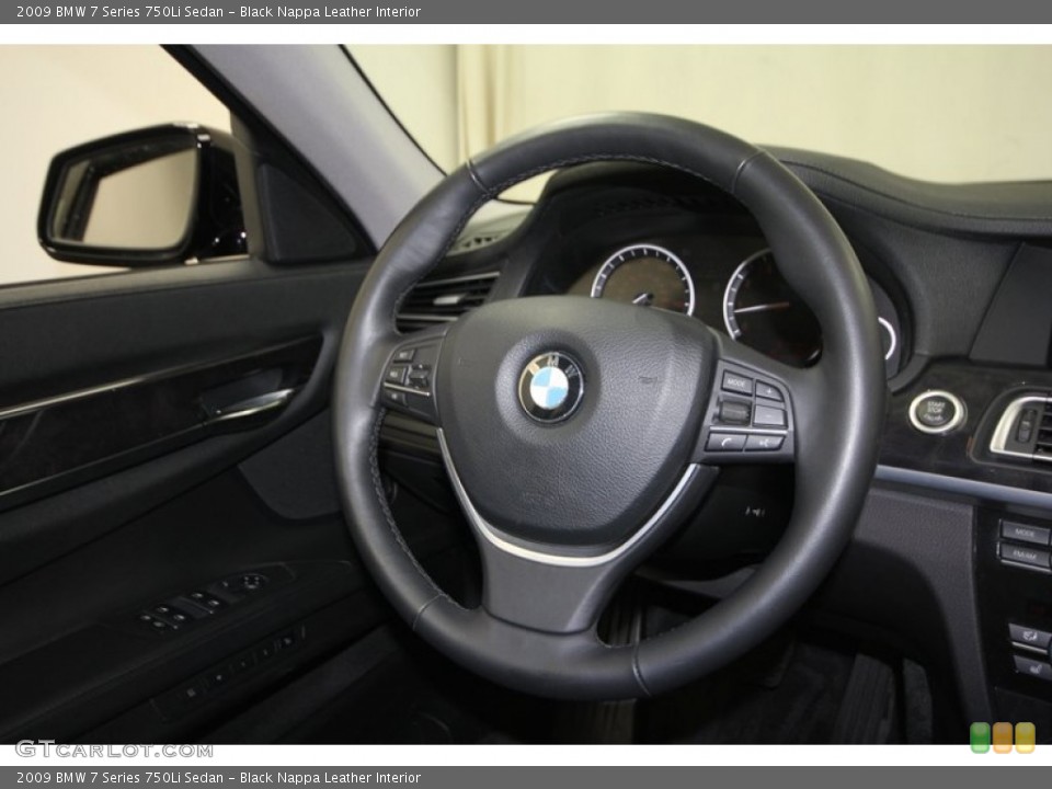 Black Nappa Leather Interior Steering Wheel for the 2009 BMW 7 Series 750Li Sedan #69915683