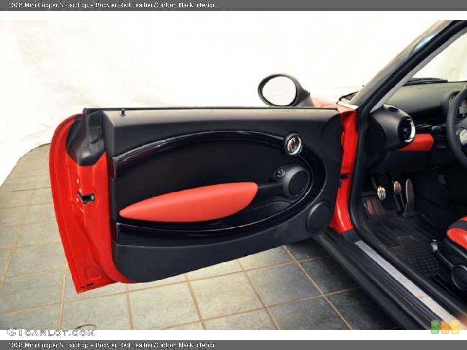 Rooster Red Leather/Carbon Black Interior Door Panel for the 2008 Mini Cooper S Hardtop #69929928
