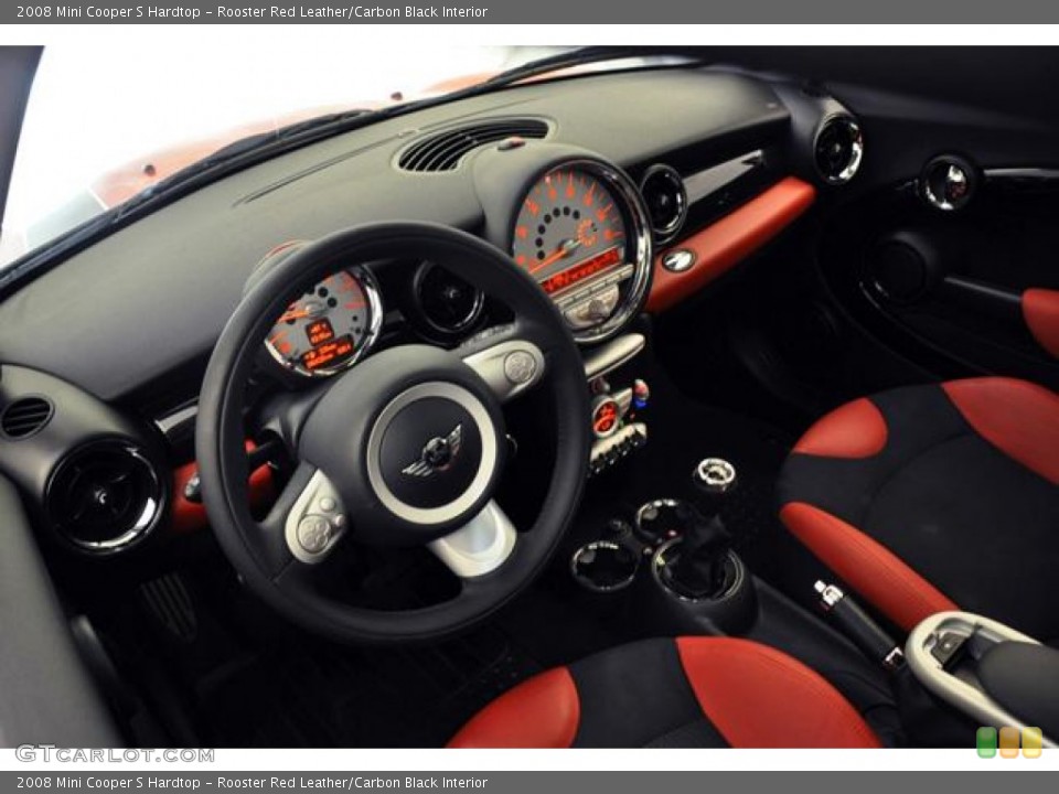 Rooster Red Leather/Carbon Black Interior Dashboard for the 2008 Mini Cooper S Hardtop #69929978
