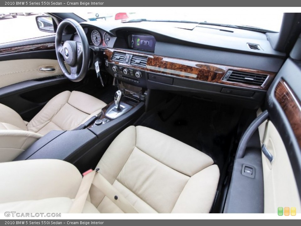 Cream Beige Interior Dashboard for the 2010 BMW 5 Series 550i Sedan #69944277