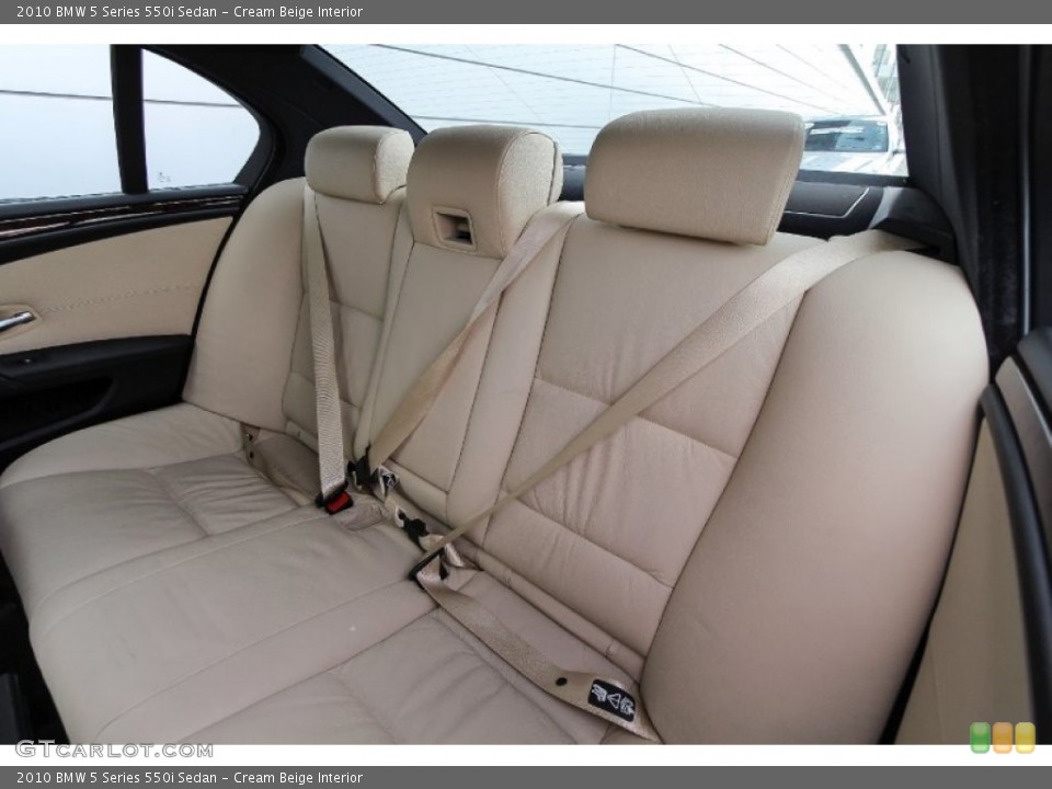 Cream Beige Interior Rear Seat for the 2010 BMW 5 Series 550i Sedan #69944328