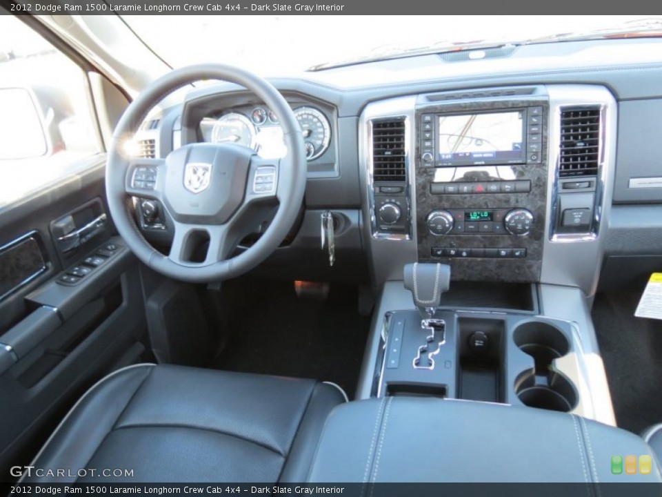 Dark Slate Gray Interior Dashboard for the 2012 Dodge Ram 1500 Laramie Longhorn Crew Cab 4x4 #69961159