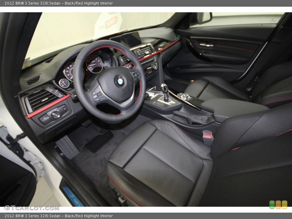 Black/Red Highlight Interior Prime Interior for the 2012 BMW 3 Series 328i Sedan #69965123