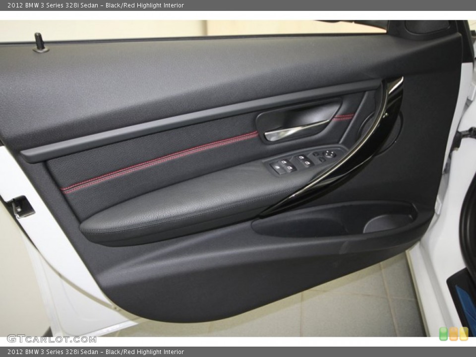 Black/Red Highlight Interior Door Panel for the 2012 BMW 3 Series 328i Sedan #69965203