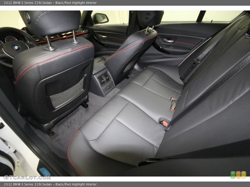 Black/Red Highlight Interior Rear Seat for the 2012 BMW 3 Series 328i Sedan #69965287