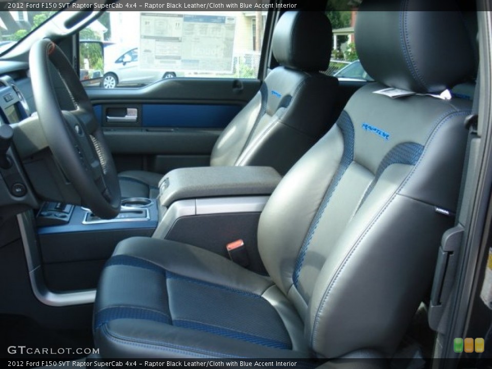 Raptor Black Leather/Cloth with Blue Accent Interior Photo for the 2012 Ford F150 SVT Raptor SuperCab 4x4 #69966937
