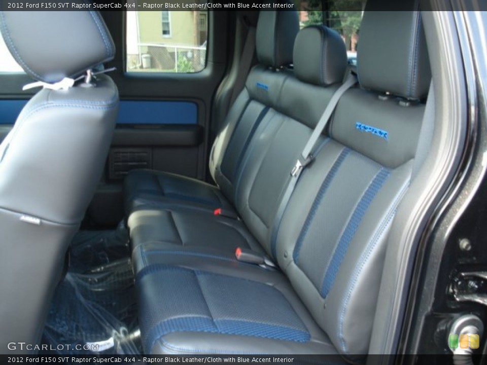 Raptor Black Leather/Cloth with Blue Accent Interior Photo for the 2012 Ford F150 SVT Raptor SuperCab 4x4 #69966946