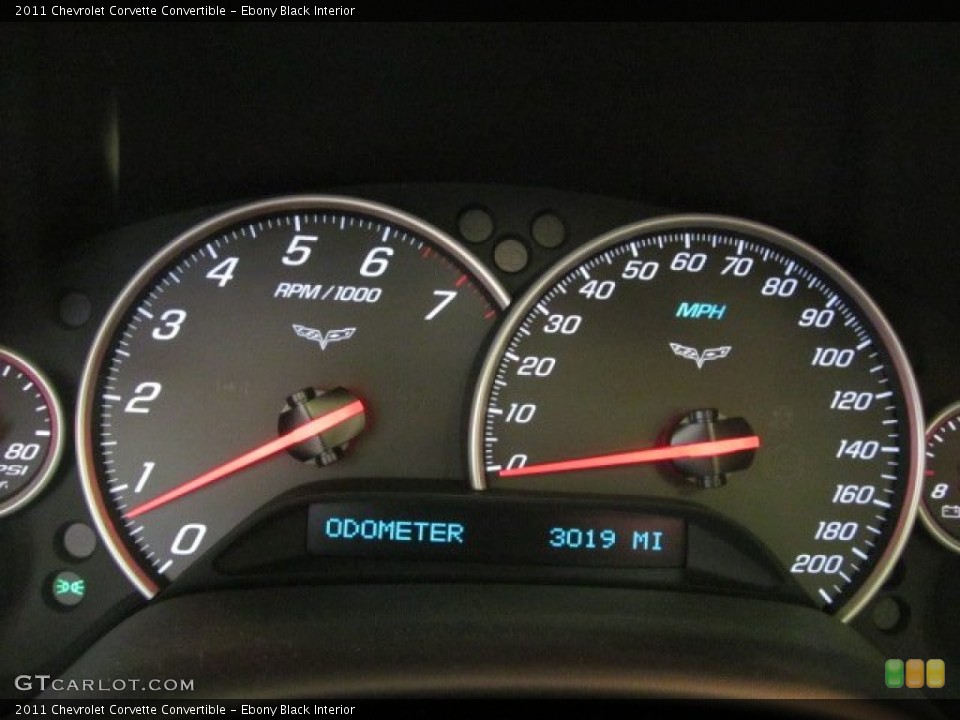 Ebony Black Interior Gauges for the 2011 Chevrolet Corvette Convertible #70054260