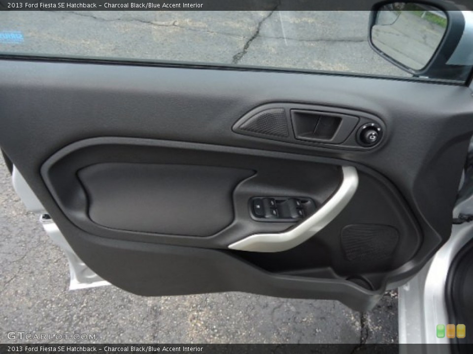 Charcoal Black/Blue Accent Interior Door Panel for the 2013 Ford Fiesta SE Hatchback #70096648