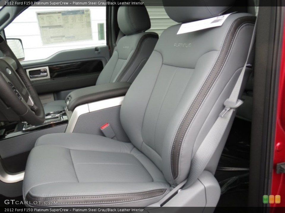 Platinum Steel Gray/Black Leather Interior Front Seat for the 2012 Ford F150 Platinum SuperCrew #70120926
