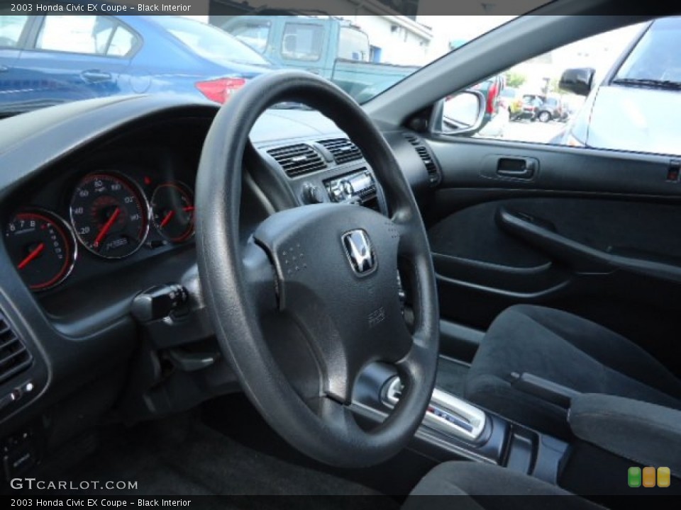 Black Interior Steering Wheel for the 2003 Honda Civic EX Coupe #70121085