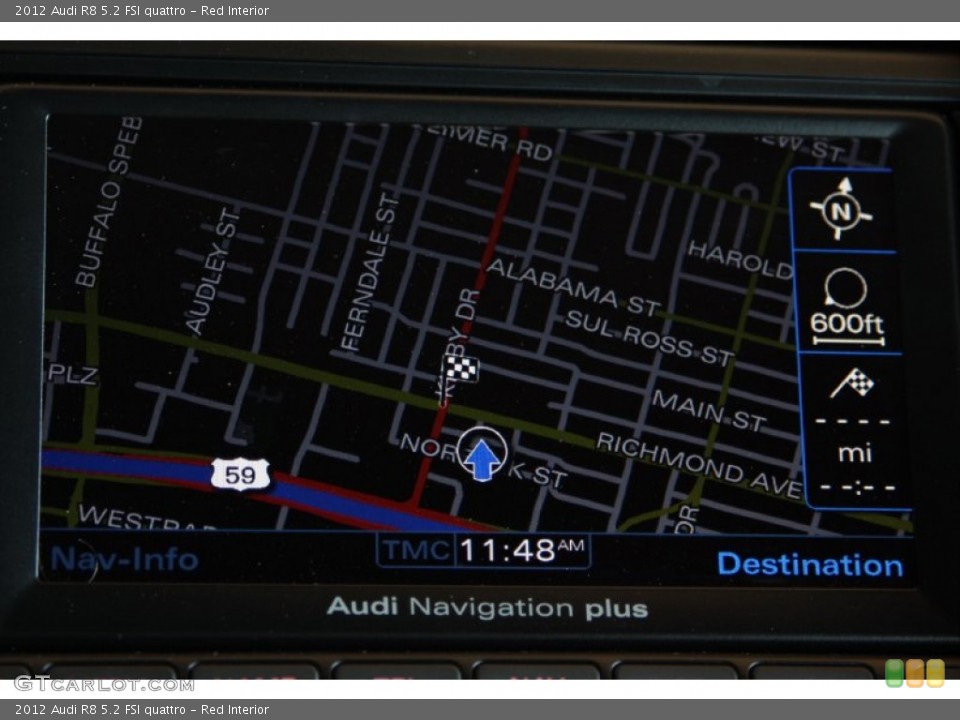 Red Interior Navigation for the 2012 Audi R8 5.2 FSI quattro #70144502