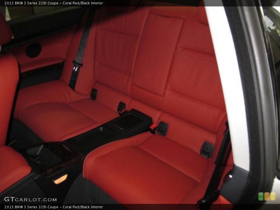 Coral Red/Black Interior Rear Seat for the 2013 BMW 3 Series 328i Coupe #70153741