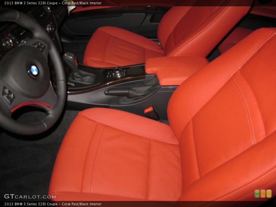 Coral Red/Black Interior Front Seat for the 2013 BMW 3 Series 328i Coupe #70153748