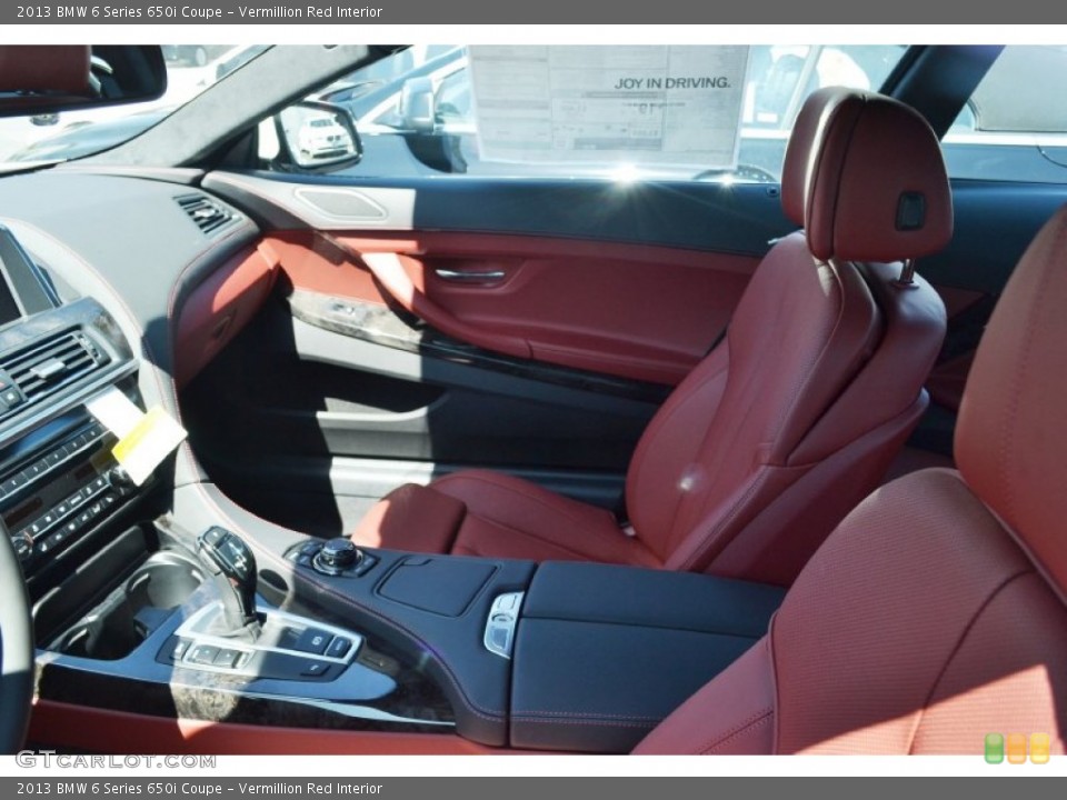 Vermillion Red Interior Front Seat for the 2013 BMW 6 Series 650i Coupe #70160132