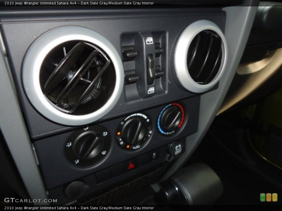 Dark Slate Gray/Medium Slate Gray Interior Controls for the 2010 Jeep Wrangler Unlimited Sahara 4x4 #70183916