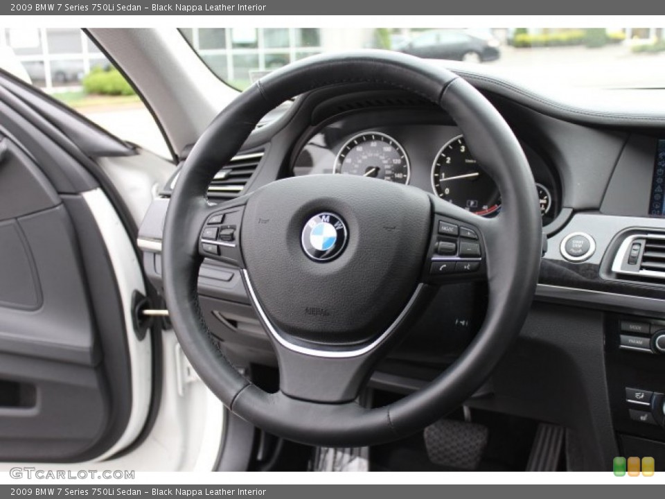 Black Nappa Leather Interior Steering Wheel for the 2009 BMW 7 Series 750Li Sedan #70215160