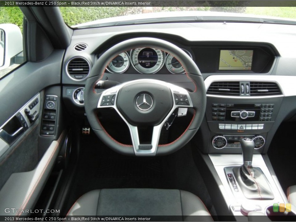 Black/Red Stitch w/DINAMICA Inserts Interior Dashboard for the 2013 Mercedes-Benz C 250 Sport #70225455