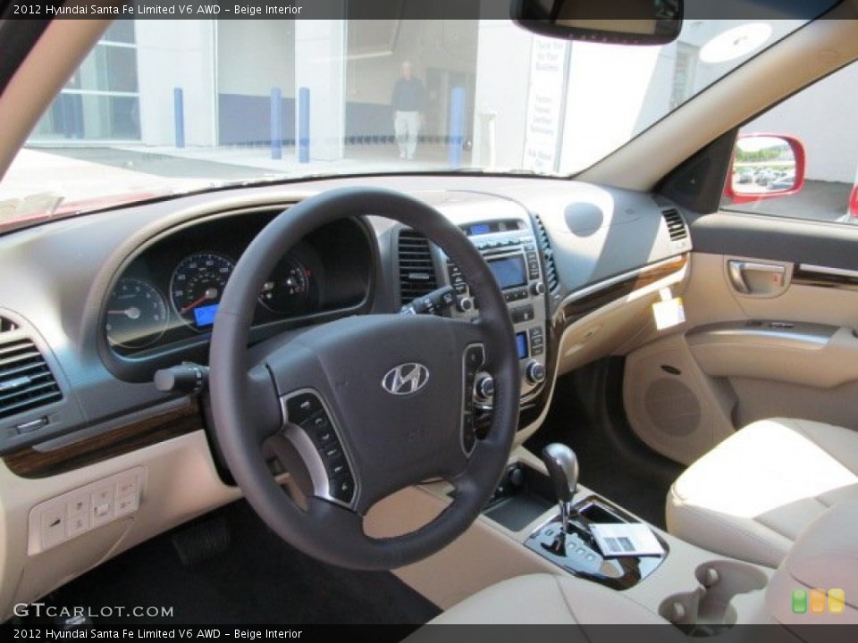 Beige Interior Dashboard for the 2012 Hyundai Santa Fe Limited V6 AWD #70244803