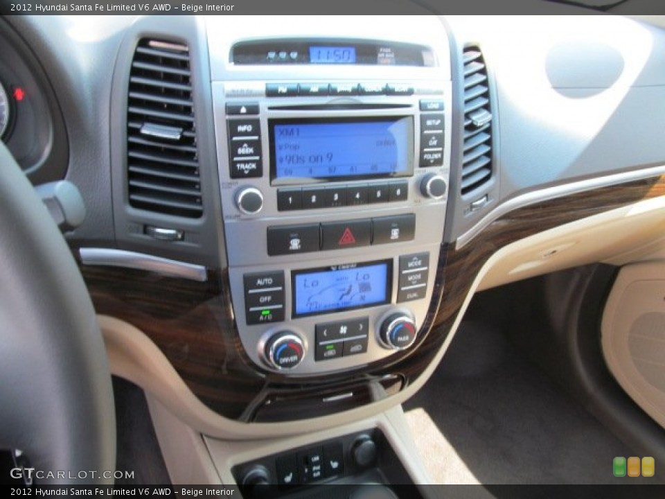 Beige Interior Controls for the 2012 Hyundai Santa Fe Limited V6 AWD #70244812