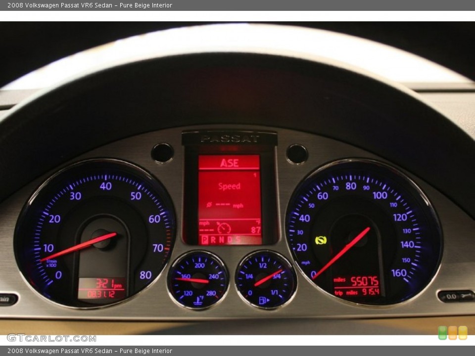 Pure Beige Interior Gauges for the 2008 Volkswagen Passat VR6 Sedan #70264018