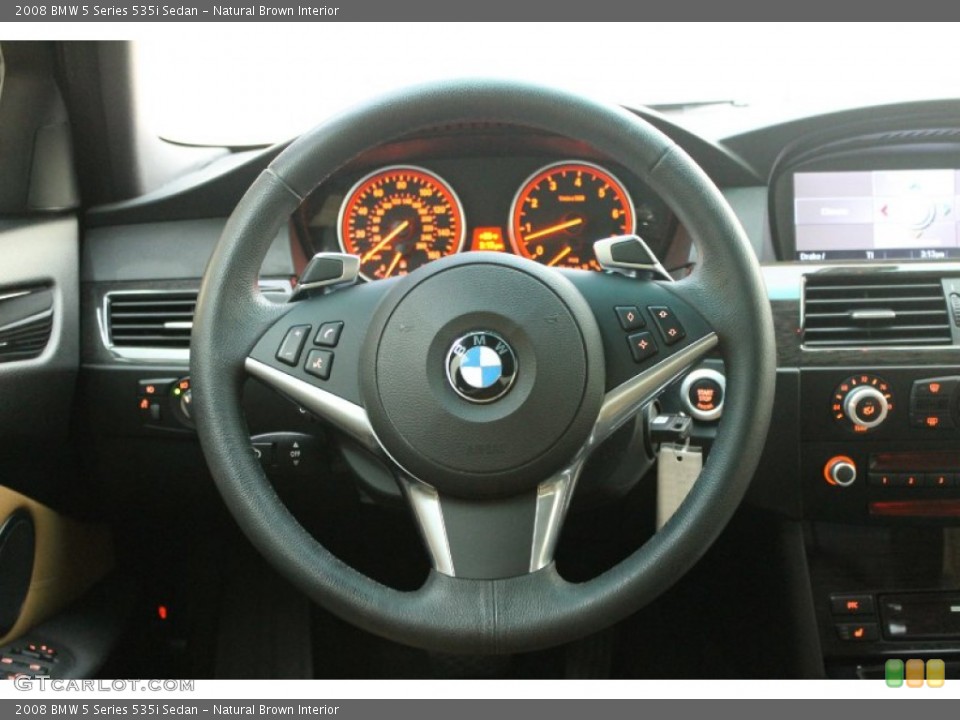 Natural Brown Interior Steering Wheel for the 2008 BMW 5 Series 535i Sedan #70271437