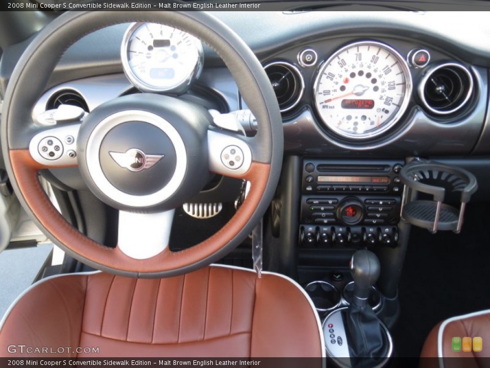 Malt Brown English Leather Interior Dashboard for the 2008 Mini Cooper S Convertible Sidewalk Edition #70297001