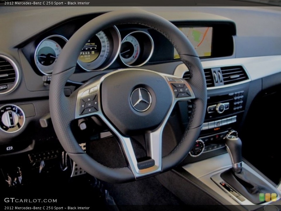 Black Interior Steering Wheel for the 2012 Mercedes-Benz C 250 Sport #70323924