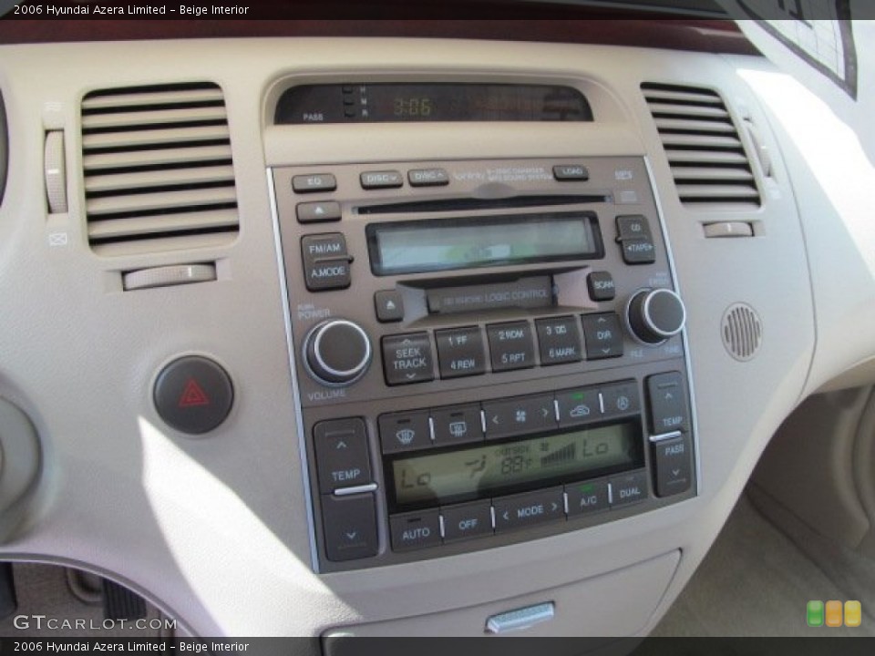 Beige Interior Controls for the 2006 Hyundai Azera Limited #70324521