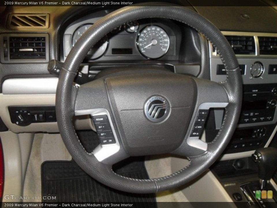 Dark Charcoal/Medium Light Stone Interior Steering Wheel for the 2009 Mercury Milan V6 Premier #70324953