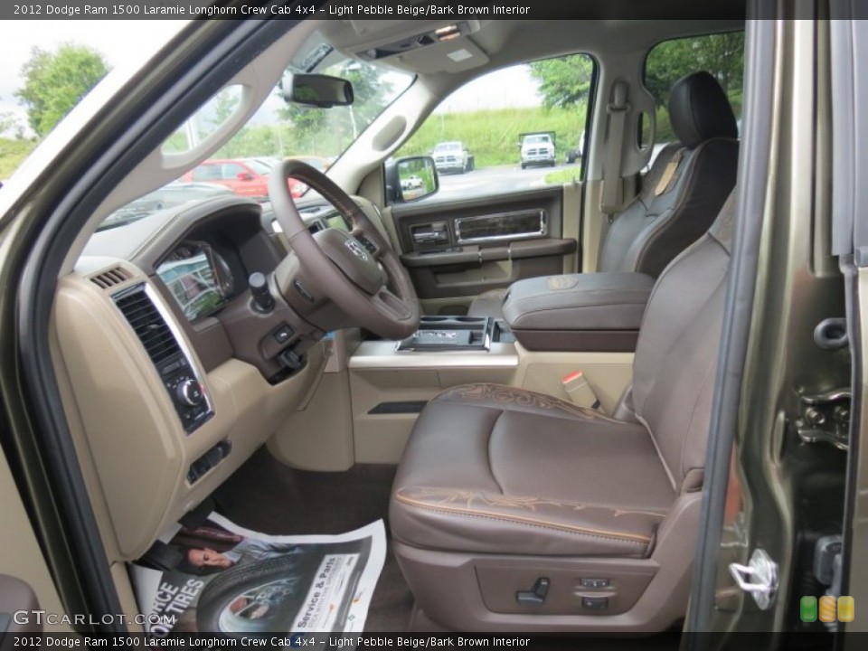 Light Pebble Beige/Bark Brown Interior Front Seat for the 2012 Dodge Ram 1500 Laramie Longhorn Crew Cab 4x4 #70354626