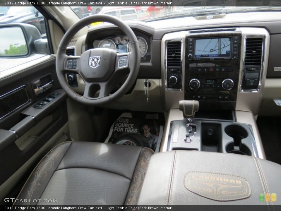 Light Pebble Beige/Bark Brown Interior Dashboard for the 2012 Dodge Ram 1500 Laramie Longhorn Crew Cab 4x4 #70354653