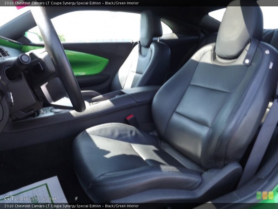 Black/Green Interior Front Seat for the 2010 Chevrolet Camaro LT Coupe Synergy Special Edition #70383837
