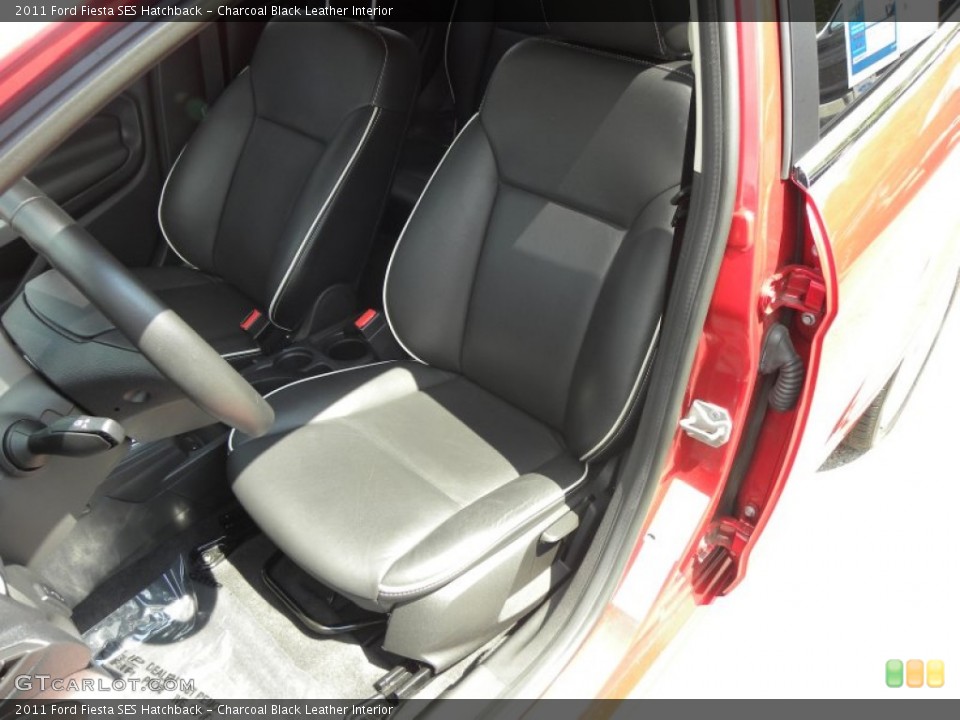Charcoal Black Leather Interior Front Seat for the 2011 Ford Fiesta SES Hatchback #70389417