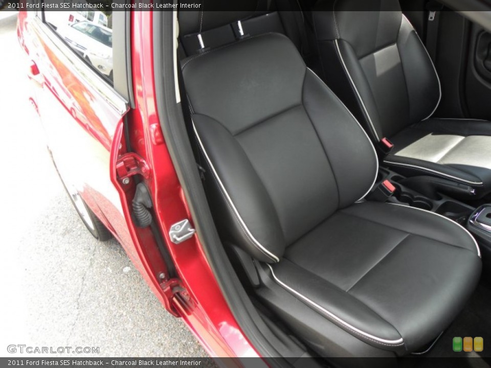 Charcoal Black Leather Interior Front Seat for the 2011 Ford Fiesta SES Hatchback #70389456